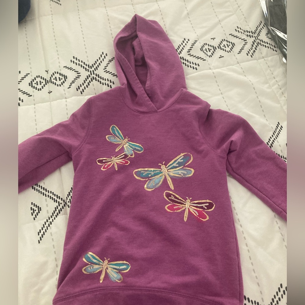 Girls size 6 hooded dragon fly sweatshirt